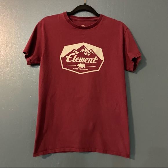 Element Men’s Maroon Cotton Graphic Short Sleeve Tee Size S - Picture 1 of 4
